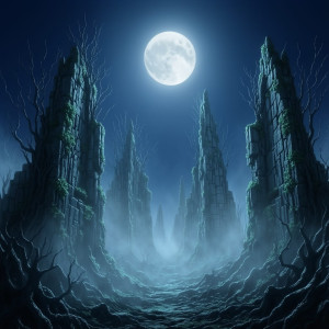 Haunted ruins of prehistoric civilization under full moon - F24В.jpg