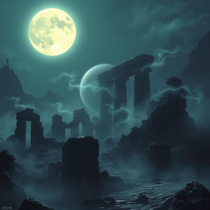 Haunted ruins of prehistoric civilization under full moon - FS.jpg