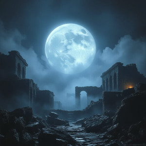 Haunted ruins of prehistoric civilization under full moon - JFL.jpg