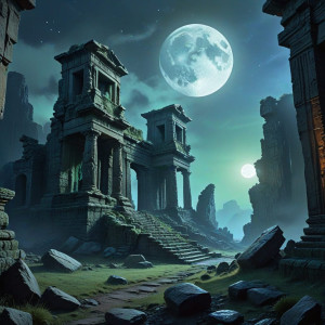 Haunted ruins of prehistoric civilization under full moon - ВXL.jpg