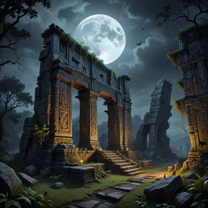 Haunted ruins of prehistoric civilization under full moon - АXL.jpg