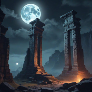 Haunted ruins of prehistoric civilization under full moon - МXL.jpg