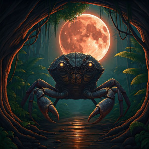 Giant alien crab in African jungle under blood moon - G3.jpg