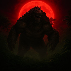 Giant prehistoric monster in African jungle under blood moon - F24.jpg
