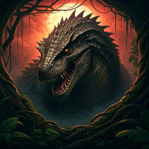 Giant prehistoric monster in African jungle under blood moon - G3.jpg