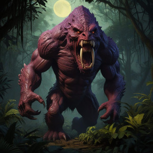 Giant prehistoric monster in African jungle under blood moon - R5.jpg
