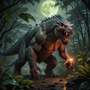 Giant prehistoric monster in African jungle under blood moon - R4.jpg