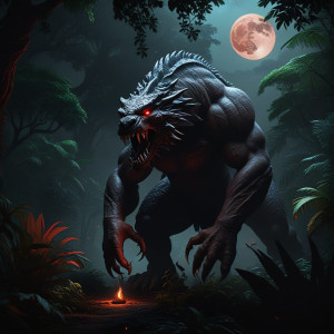 Giant prehistoric monster in African jungle under blood moon - FXL.jpg