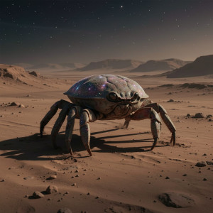 A solitary alien crab, ancient and weathered.jpg