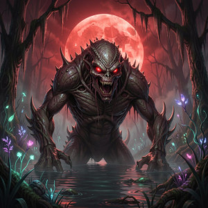 Giant alien monster in Louisiana swamp under blood moon - F29.jpg