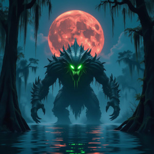 Giant alien monster in Louisiana swamp under blood moon - H11.jpg