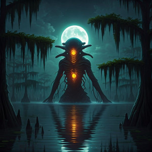 Giant alien monster in Louisiana swamp under blood moon - G3.jpg