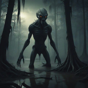 Giant alien monster in Louisiana swamp under blood moon - JXI.jpg