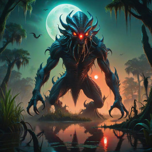 Giant alien monster in Louisiana swamp under blood moon - СXL.jpg