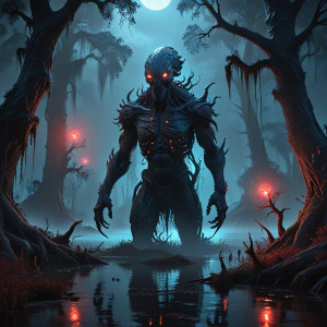 Giant alien monster in Louisiana swamp under blood moon - ВXL.jpg