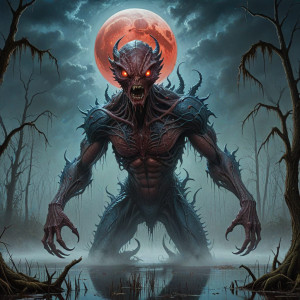 Giant alien monster in Louisiana swamp under blood moon - R5.jpg