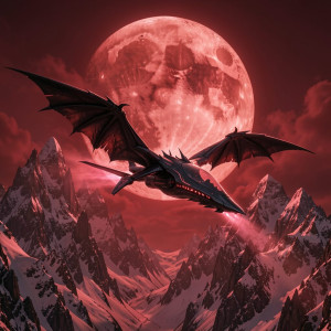 Demonic futuristic glider over the mountains under blood moon - F29.jpg