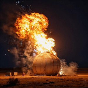 Giant gas tank explodes in the desert under night sky - Z.jpg
