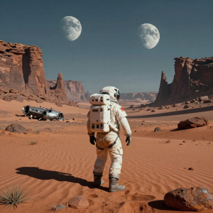 A lone astronaut, clad in a worn, retro-futuristic spacesuit - Z.jpg
