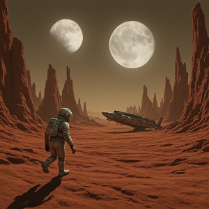 A lone astronaut, clad in a worn, retro-futuristic spacesuit - F24В.jpg