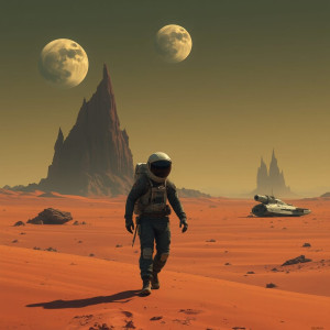 A lone astronaut, clad in a worn, retro-futuristic spacesuit - FS.jpg