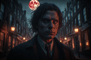 Jack the Ripper on dark Lindon street under blood moon - P2.jpg