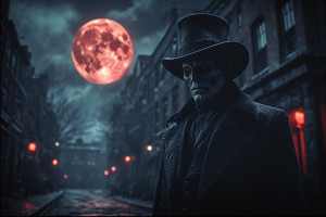 Jack the Ripper on dark Lindon street under blood moon - P3.jpg