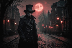 Jack the Ripper on dark Lindon street under blood moon - P4.jpg