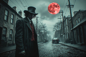 Jack the Ripper on dark Lindon street under blood moon - P5.jpg