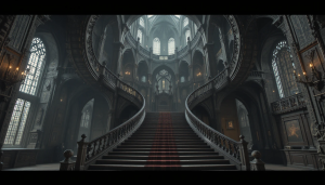 Colossal magnificent demonic staircase in medieval castle - PL1.png