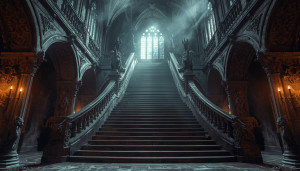 Colossal magnificent demonic staircase in medieval castle - L1.jpg