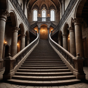 Colossal magnificent demonic staircase in medieval castle - H1.png
