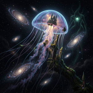 A colossal, bioluminescent jellyfish drifts through the inky blackness of deep space.jpg