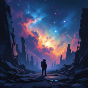 A lone astronaut standing on a derelict spaceship graveyard - H11.jpg