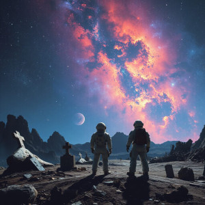 A lone astronaut standing on a derelict spaceship graveyard - JFL.jpg