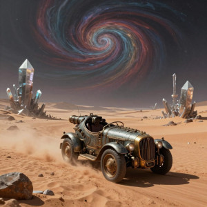 A solitary, steampunk-inspired automobile - Z.jpg