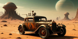A solitary, steampunk-inspired automobile - Ш.jpg