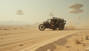 A solitary, steampunk-inspired automobile - PL1.png