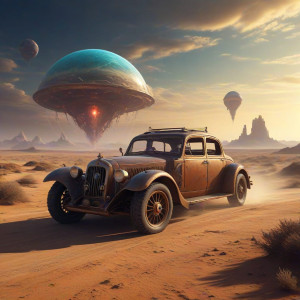 A solitary, steampunk-inspired automobile - JXI.jpg