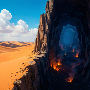 A surreal landscape split by a dramatic cliff face.jpg