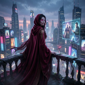 An ethereal, vampire queen with flowing, dark crimson robes.jpg