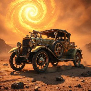 A vintage steampunk automobile, crafted from polished brass - JFL.jpg