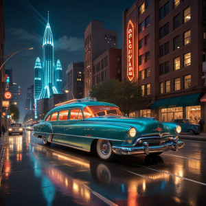 A vintage automobile, a gleaming chrome 1950s cruiser - АXL.jpg