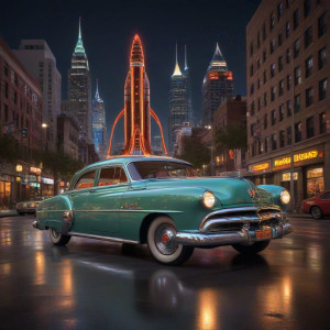 A vintage automobile, a gleaming chrome 1950s cruiser - О9.jpg