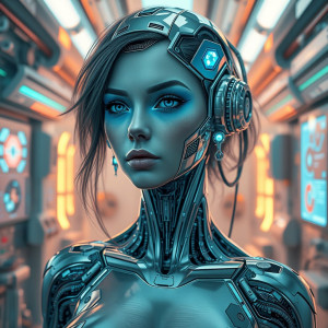 Beautiful female cyborg inside futuristic lab - FS.jpg