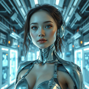 Beautiful female cyborg inside futuristic lab - JFL.jpg