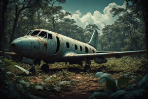 Abandoned haunted vintage fighter aircraft in African jungle - P4.jpg