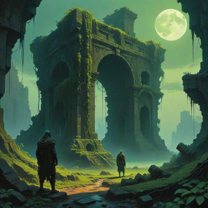 A lone explorer stands at the edge of colossal ruin - СXL.jpg
