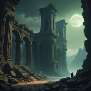 A lone explorer stands at the edge of colossal ruin - МXL.jpg