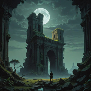 A lone explorer stands at the edge of colossal ruin - R5.jpg